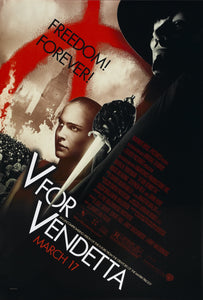 An original movie poster for the film V for Vendetta