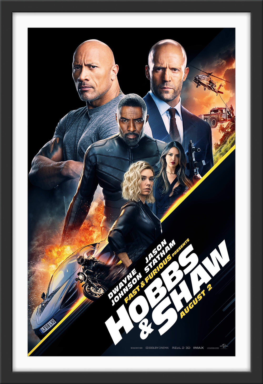 An original movie poster for the Fast and Furious film Hobbs and Shaw