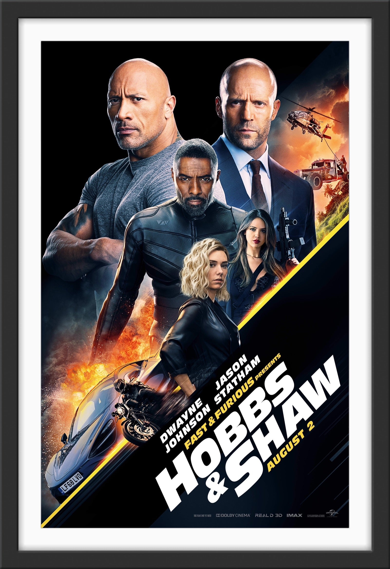An original movie poster for the Fast and Furious film Hobbs and Shaw