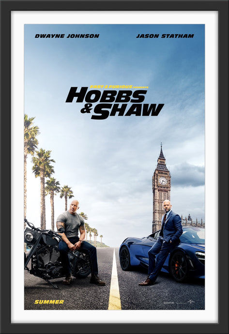 An original movie poster for the Fast and Furious film Hobbs and Shaw