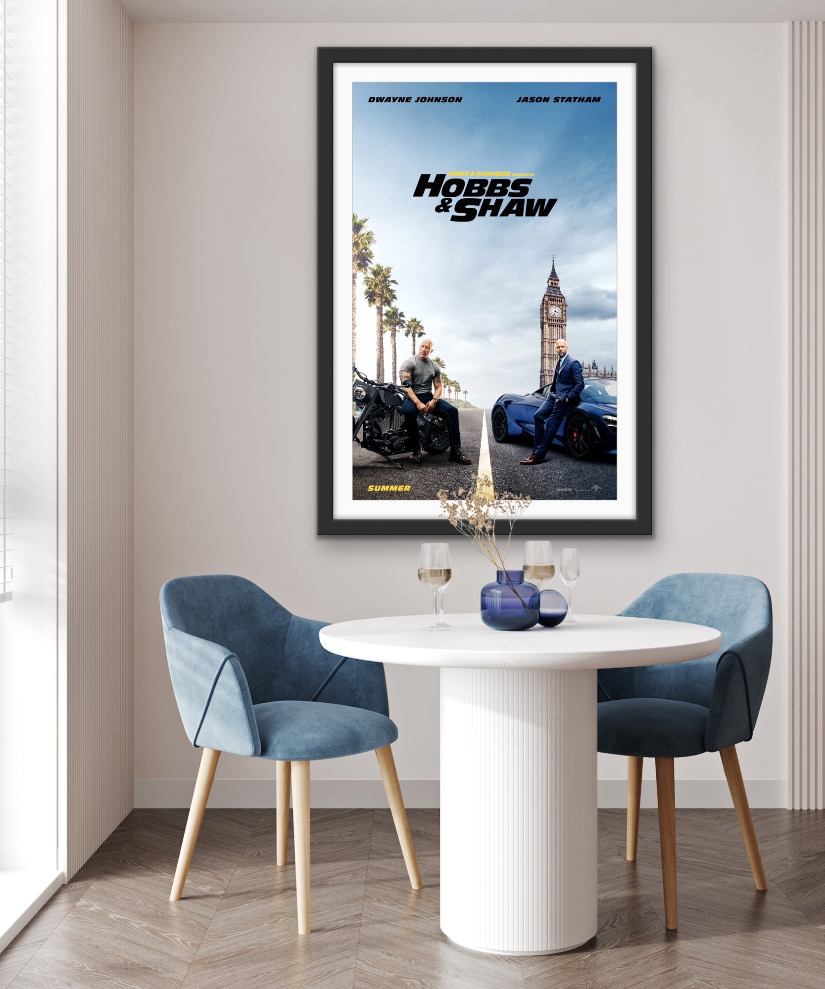 An original movie poster for the Fast and Furious film Hobbs and Shaw