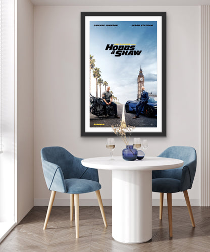 An original movie poster for the Fast and Furious film Hobbs and Shaw