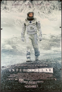 An original movie poster for the Christopher Nolan film Interstellar