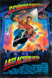 An original movie poster for the Arnold Schwarzenegger film Last Action Hero