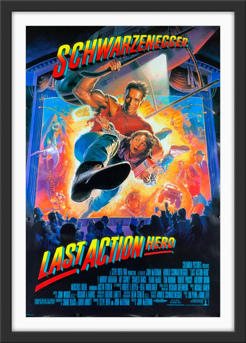 An original movie poster for the Arnold Schwarzenegger film Last Action Hero