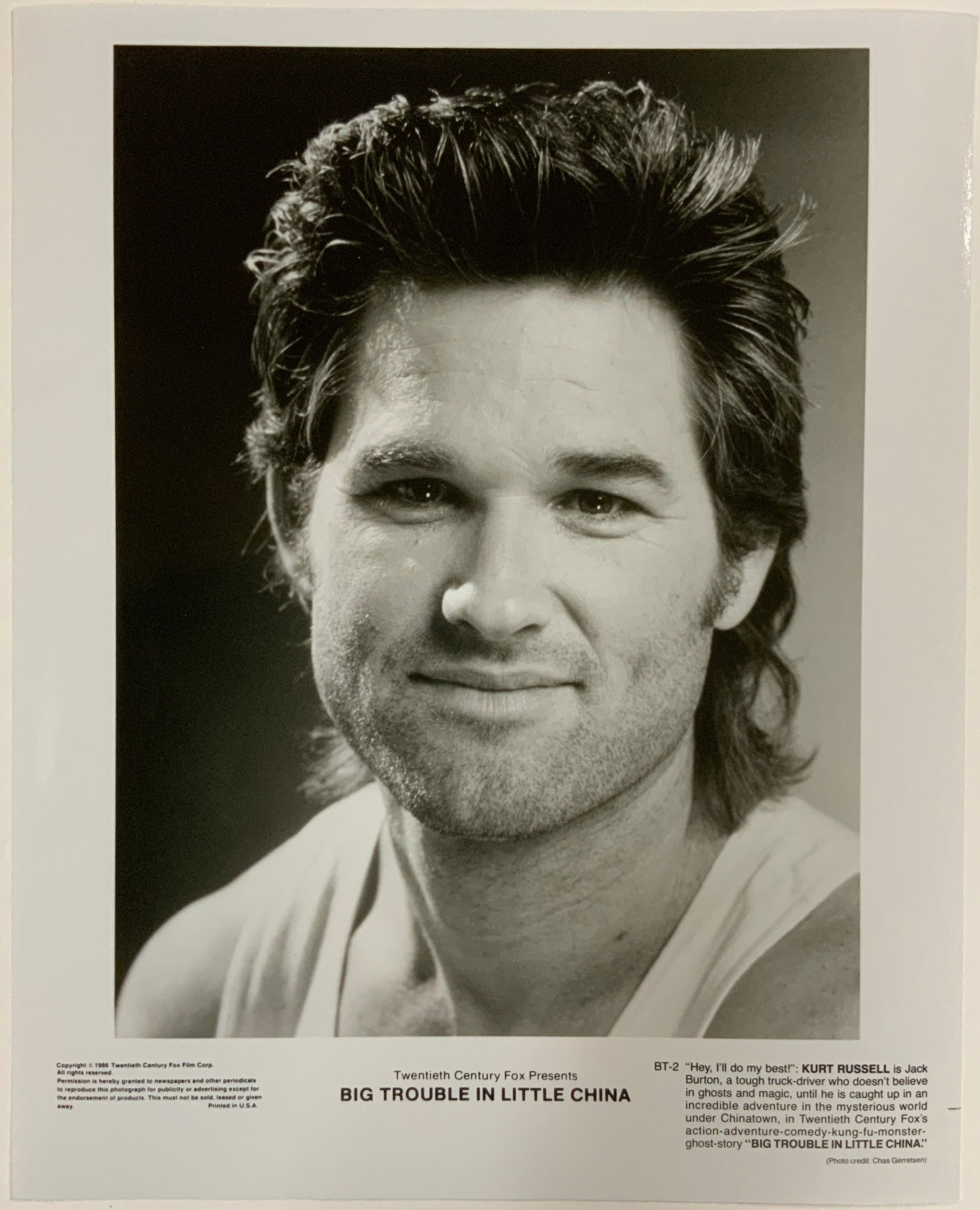 An original 8x10 movie still for the John Carpenter film Big Trouble In Little China