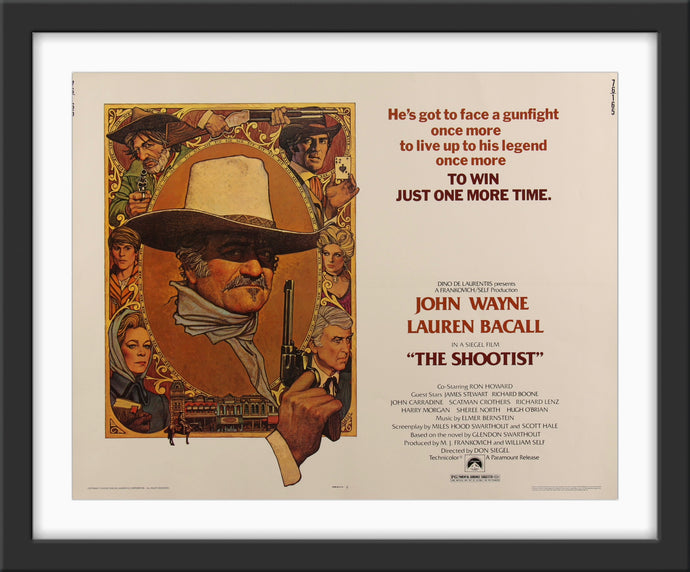 An original movie poster for the John Wayne film The Shootist