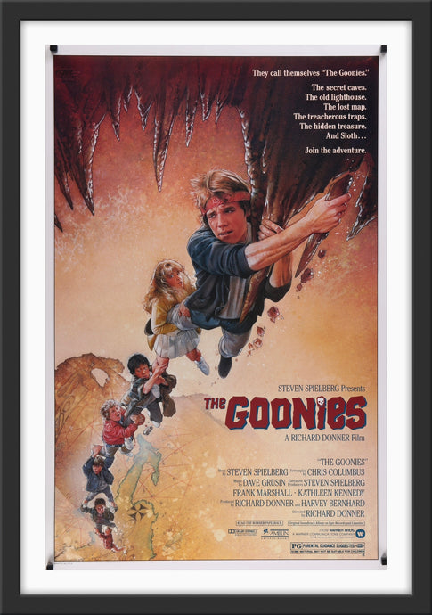 An original movie poster for The Goonies with artwork by Drew Struzan