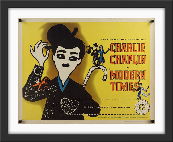 An original movie poster for the Charlie Chaplin film Modern Times