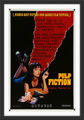 An original movie poster for the Quentin Tarantino film Pulp Fiction