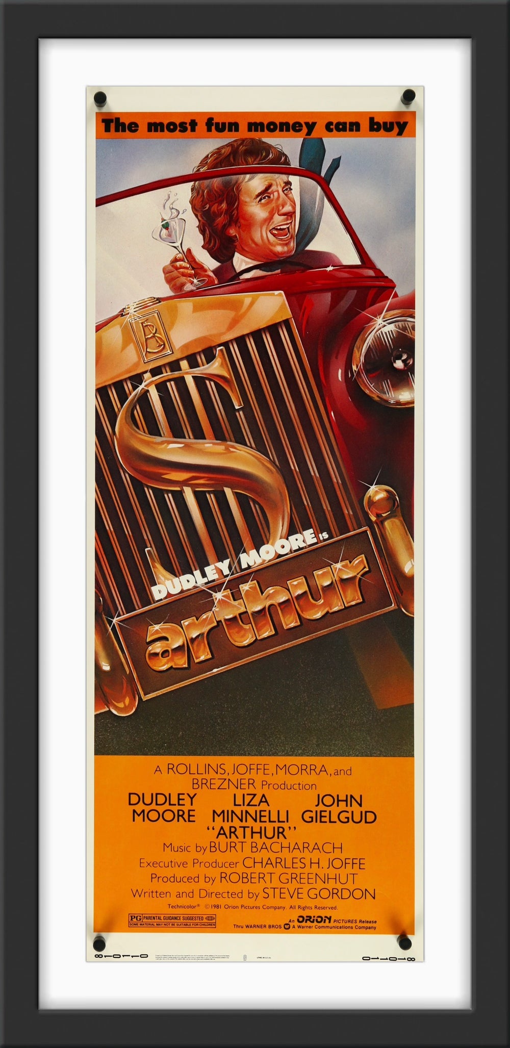 An original movie poster for the Dudley Moore film Arthur