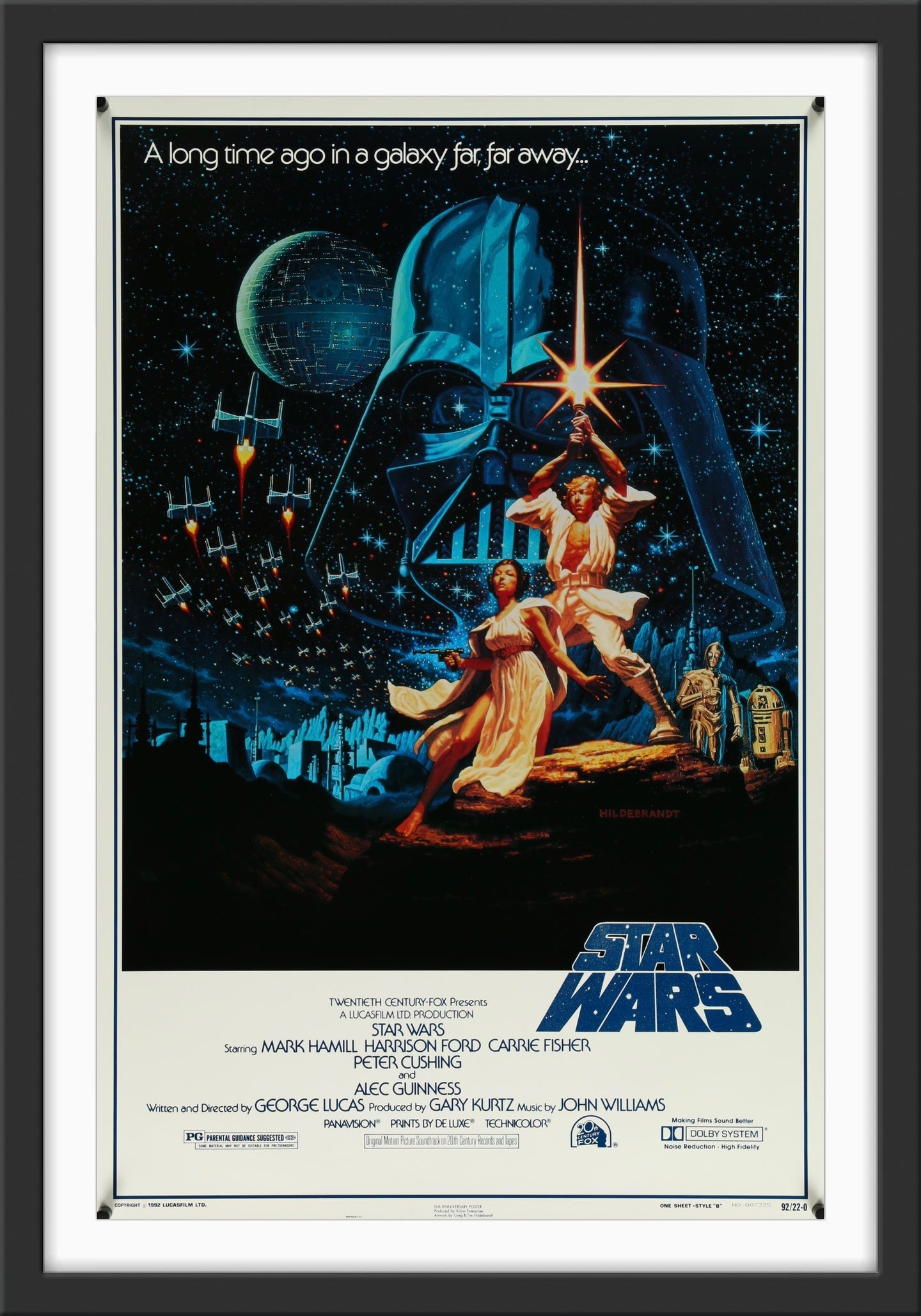 An original 15th Anniversary one sheet movie poster for the George Lucas film Star Wars / A New Hope / Episode 4 / IV