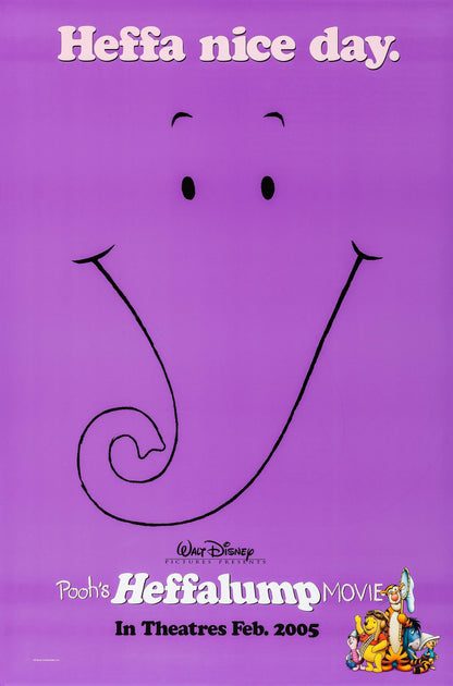 An original movie poster for the Winnie The Pooh film Pooh's Heffalump Movie
