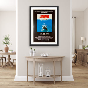 An original movie poster for the Stephen Spielberg film Jaws