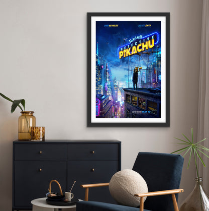 An original movie poster for the film Pokemon Detective Pikachu