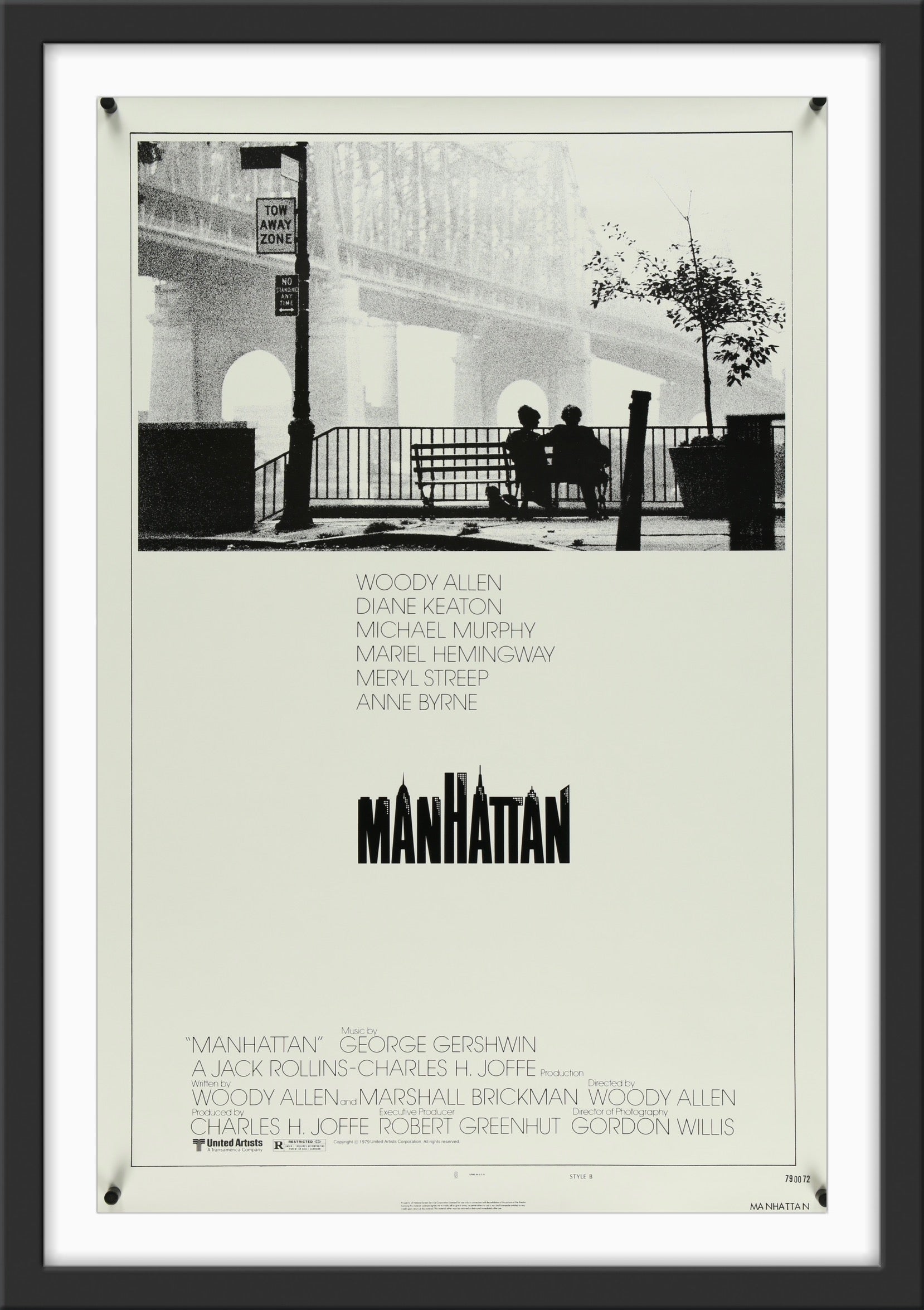 An original movie poster for the Woody Allen film Manhattan