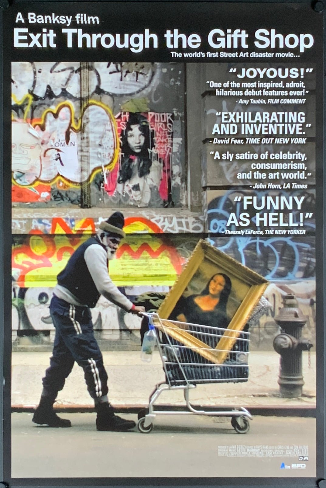 An original movie poster for the Banksy film Exit Through The Gift Shop