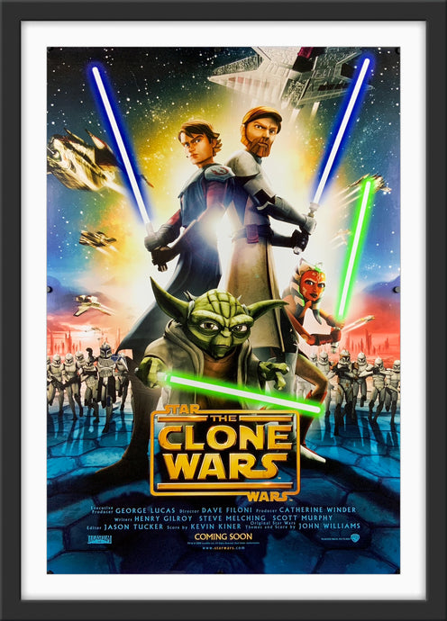 An original movie poster for the animated Star Wars film The Clone Wars