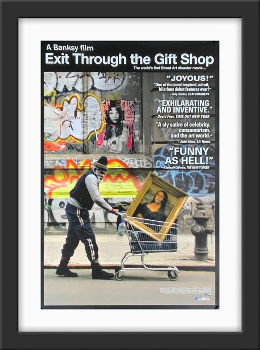 An original movie poster for the Banksy film Exit Through The Gift Shop