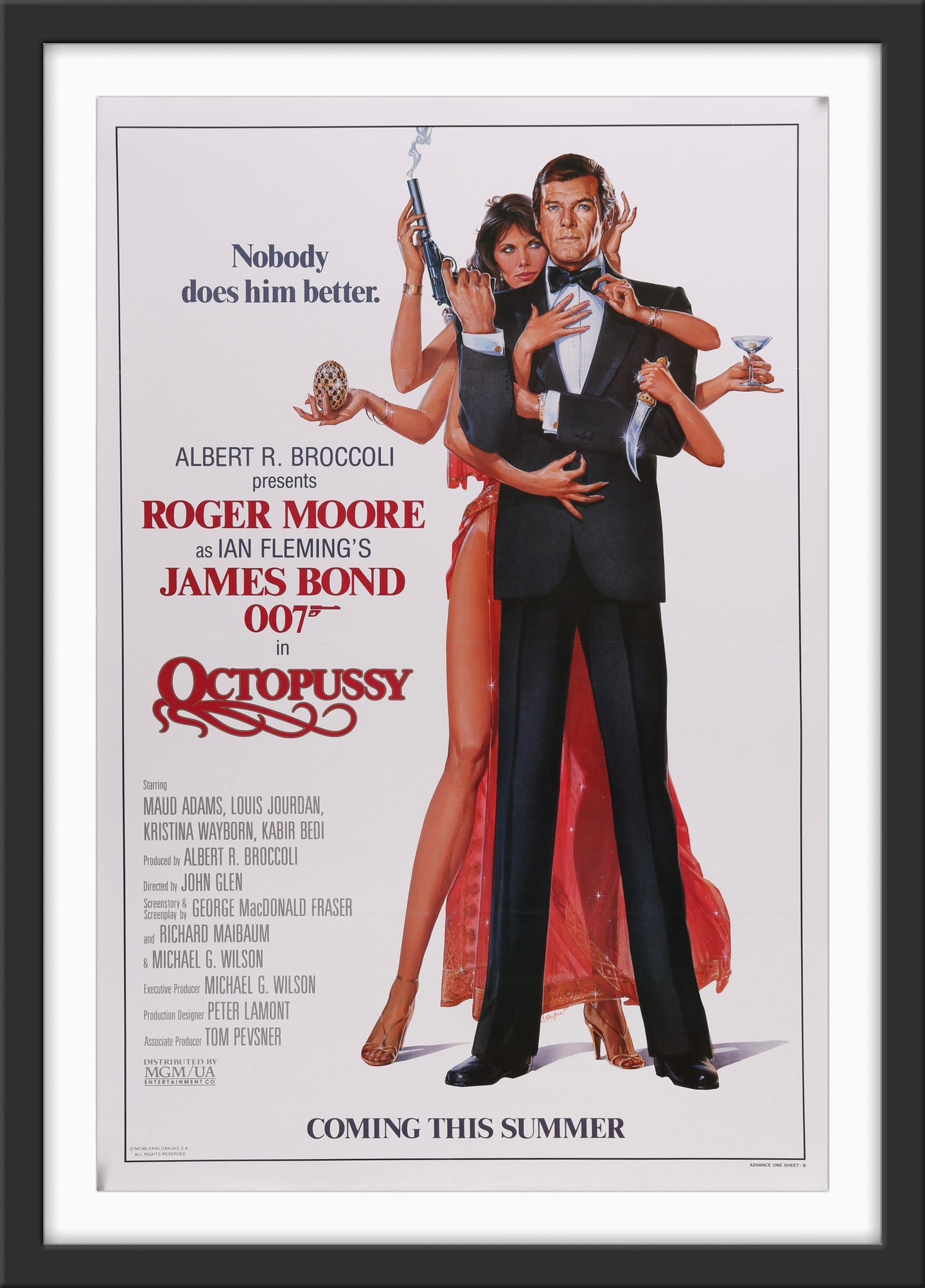 An original movie poster for the James Bond film Octopussy