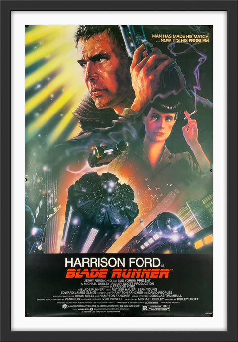 An original movie poster with art by John Alvin for the film Blade Runner / Bladerunner