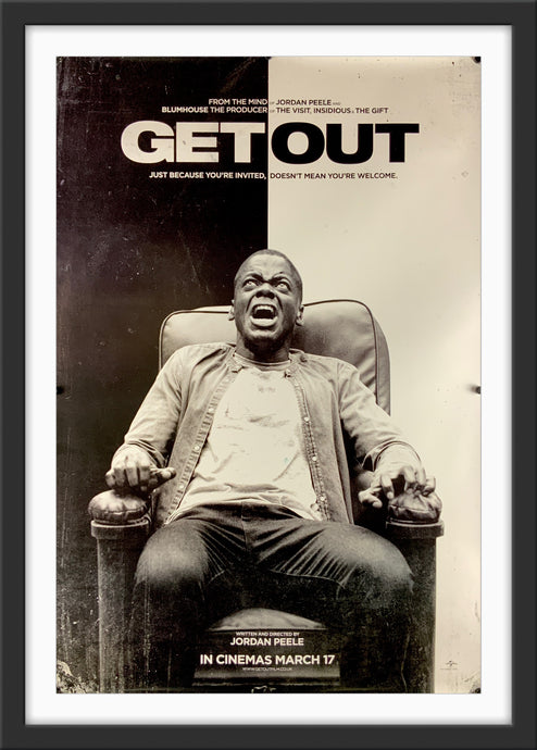 An original movie poster for the Jordan Peele film Get Out