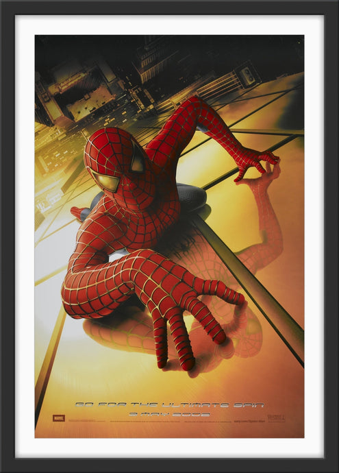 An original movie poster for the 2002 film Spider-Man