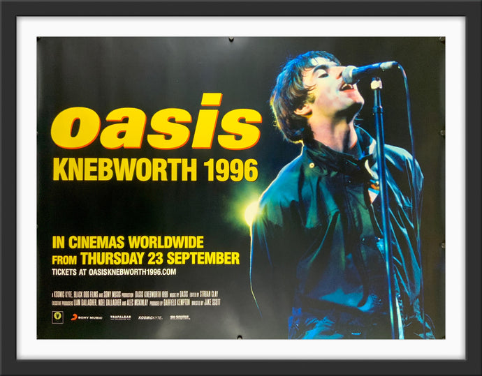 An original movie poster for the Oasis rockumentary film Knebworth 1996