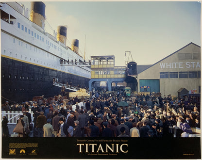 An original 11x14 lobby card for the James Cameron film Titanic