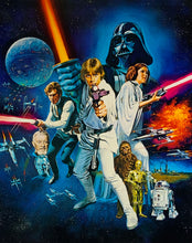 Load image into Gallery viewer, An original Style C printer&#39;s proof movie poster for the George Lucas film Star Wars with art by Tom Chantrell