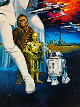 Load image into Gallery viewer, An original Style C printer&#39;s proof movie poster for the George Lucas film Star Wars with art by Tom Chantrell