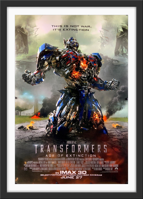 An original movie poster for the film Transformers Age of Extinction