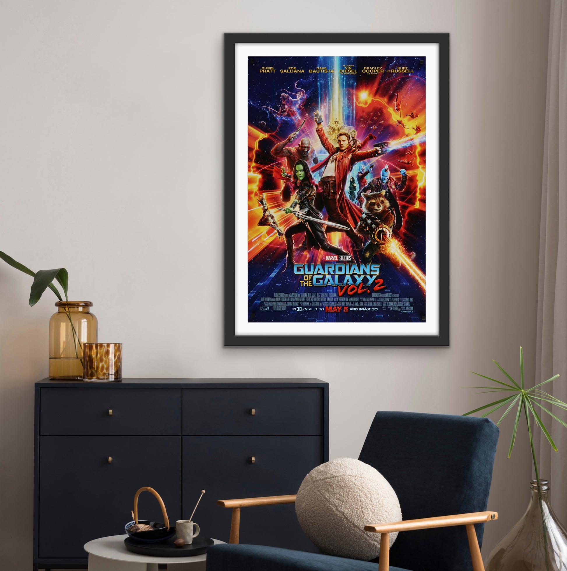 An original movie poster for the film Guardians of the Galaxy 2