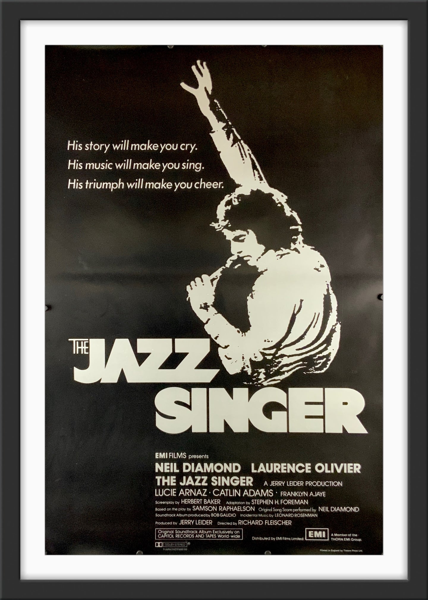 An original one sheet movie poster for the Neil Diamond film The Jazz Singer