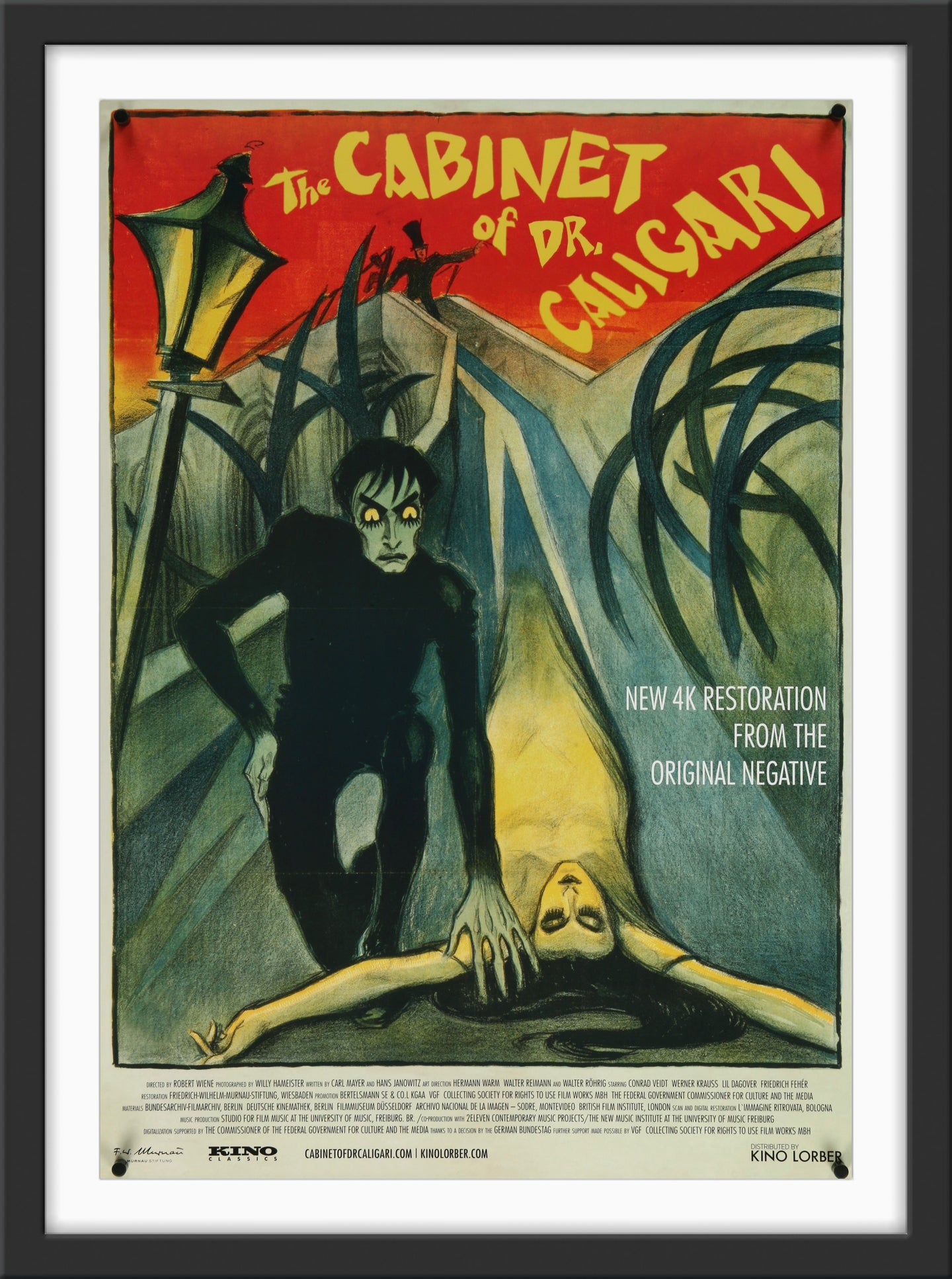 An original movie poster for the film The Cabinet of Doctor Caligari 