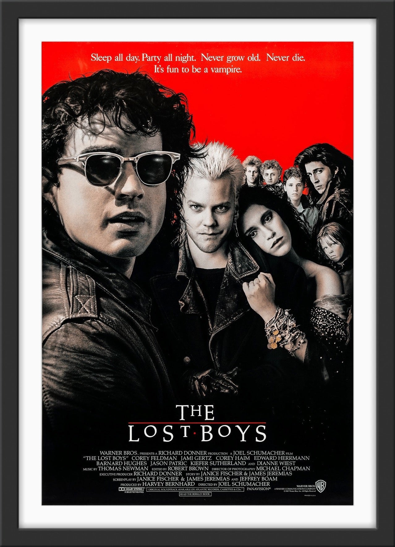 An original movie poster for the film The Lost Boys