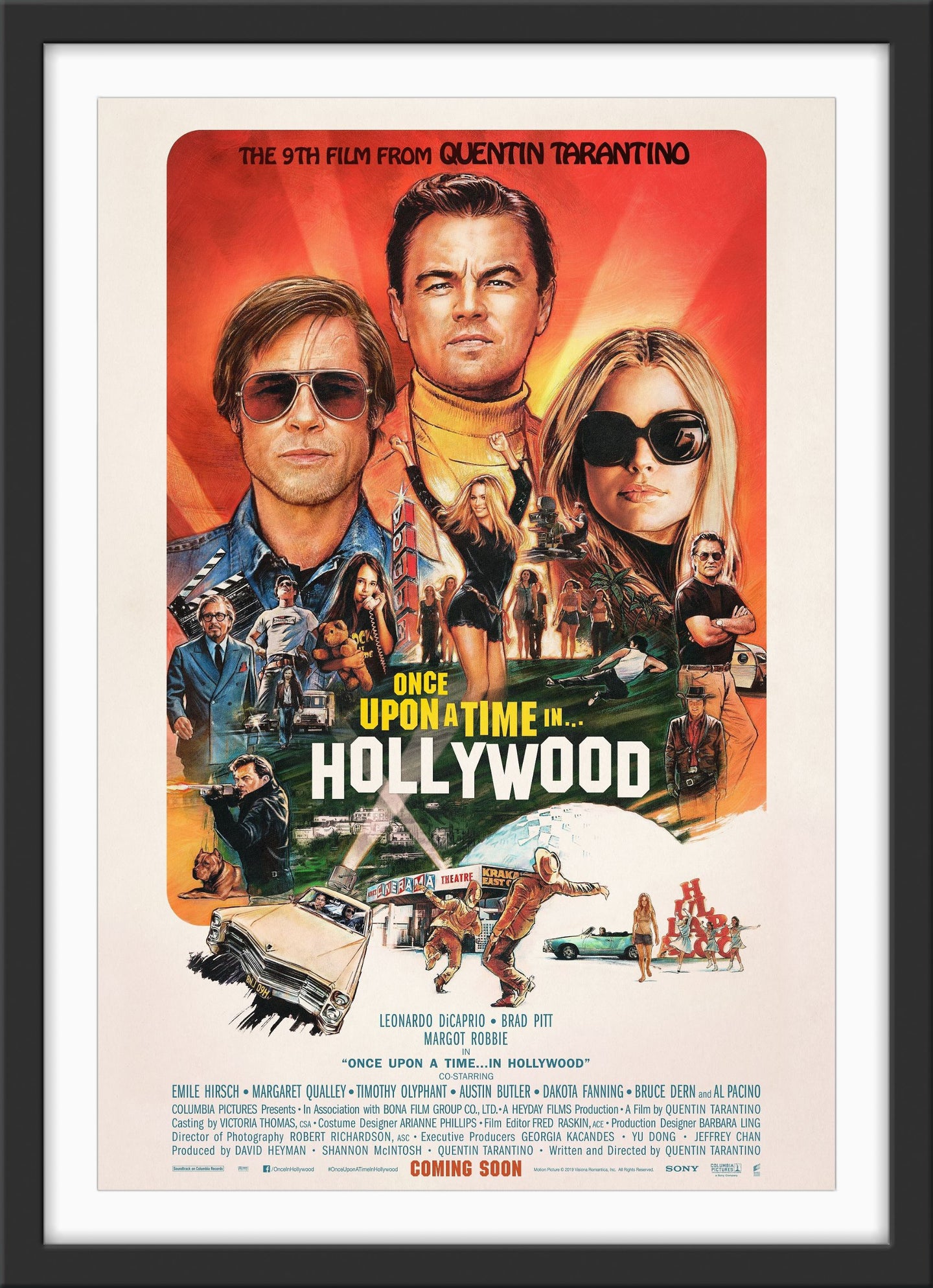 An original movie poster for the Tarantino film Once Upon A Time in Hollywood