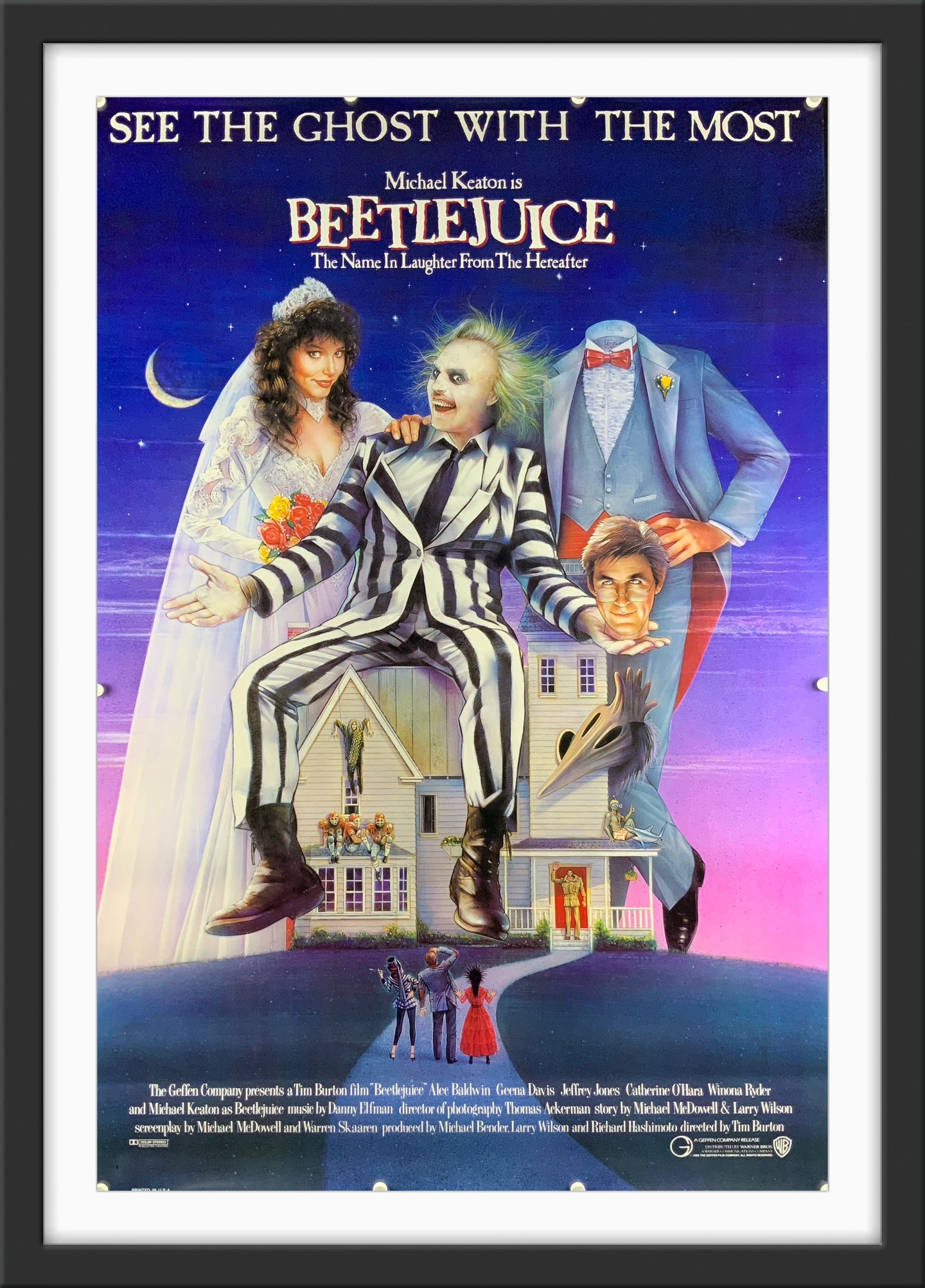 An original movie poster for the film Beetlejuice