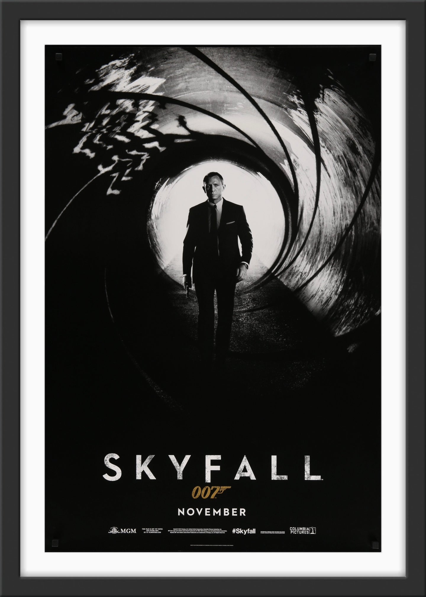 An original movie poster for the James Bond film Skyfall