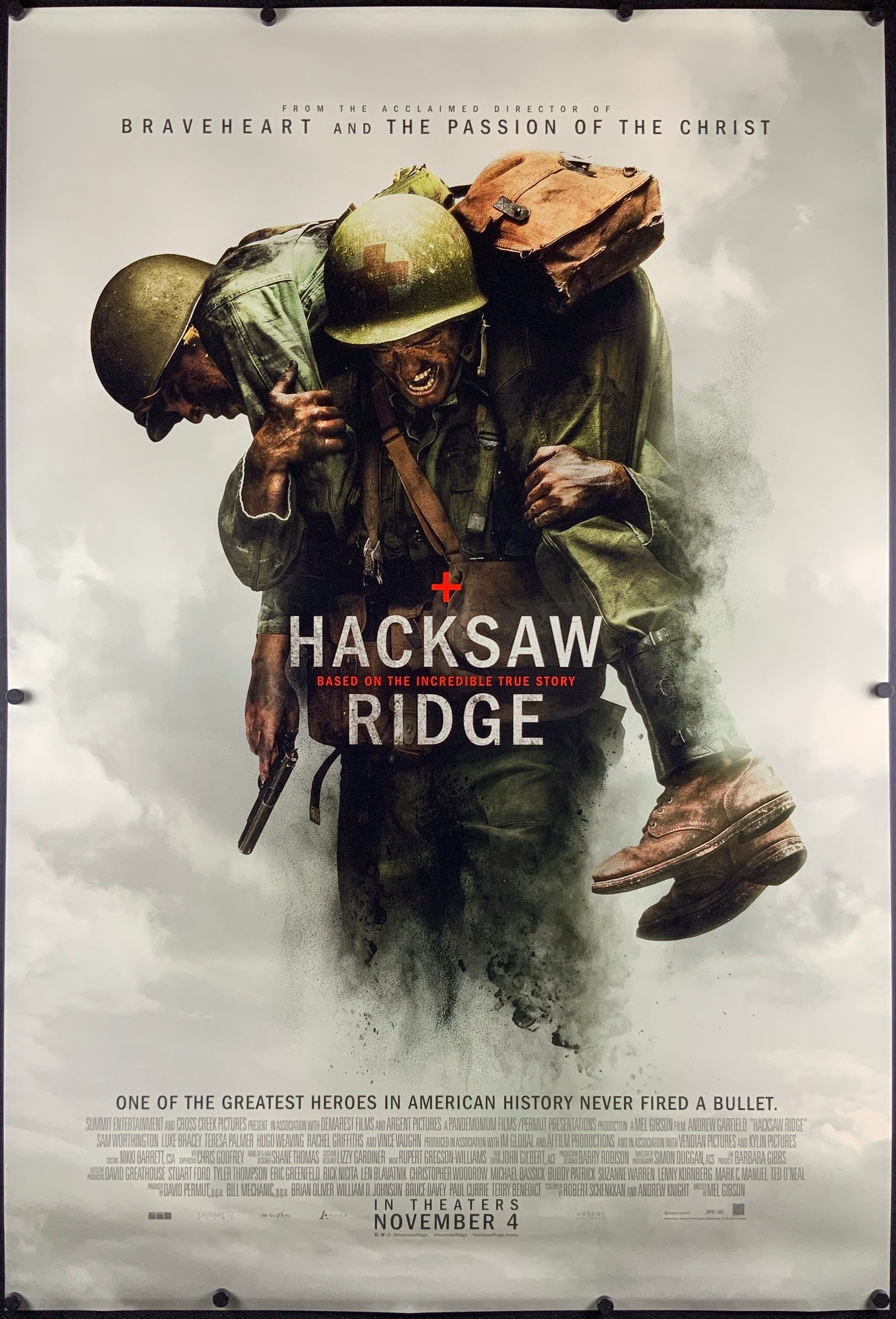 An original movie poster for the film Hacksaw Ridge