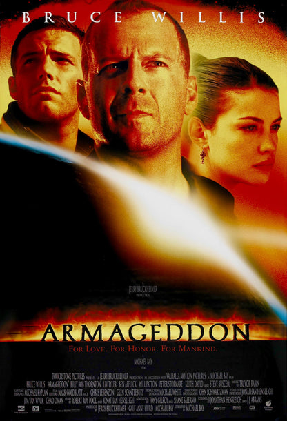 An original movie poster for the Bruce Willis film Armageddon