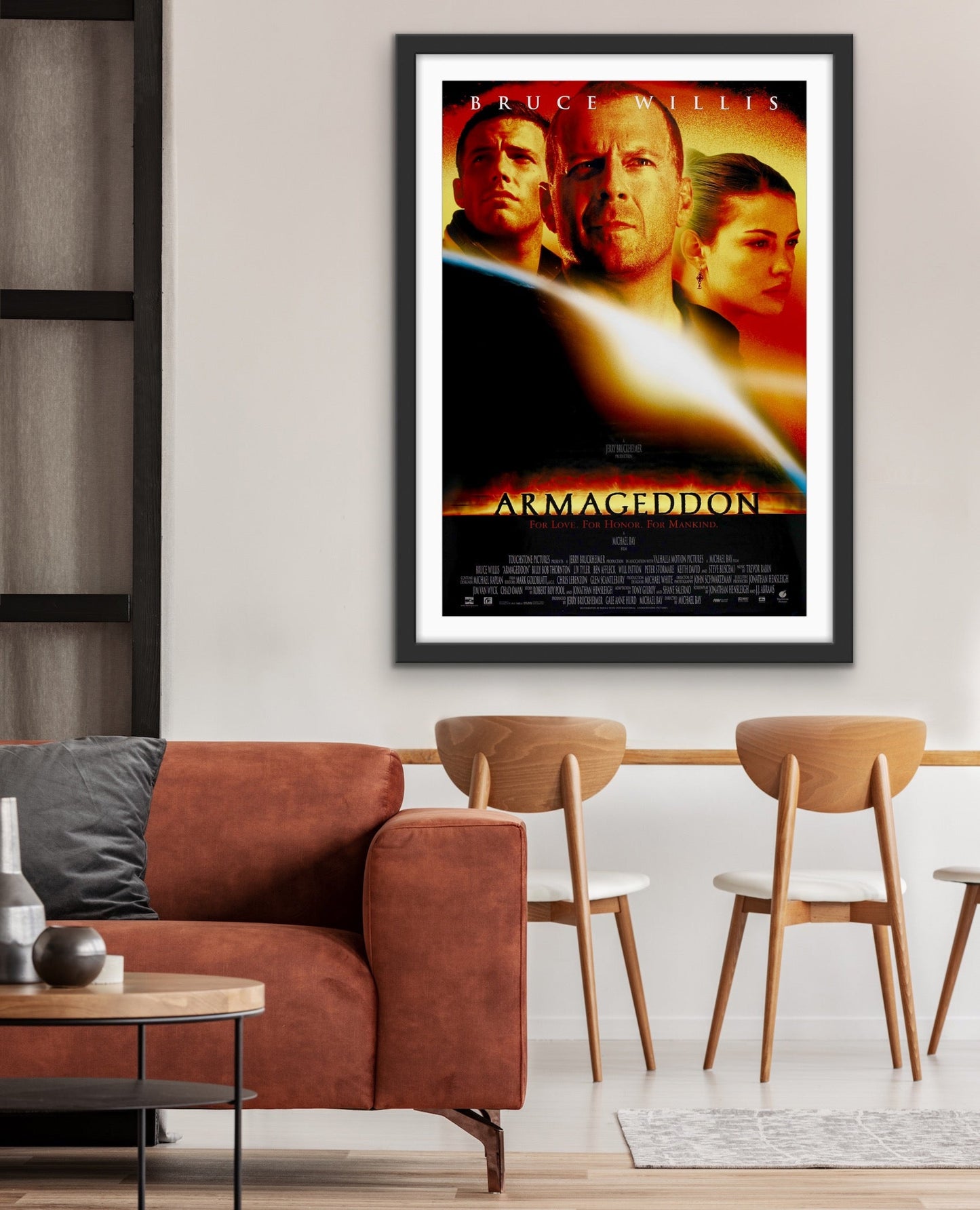 An original movie poster for the Bruce Willis film Armageddon