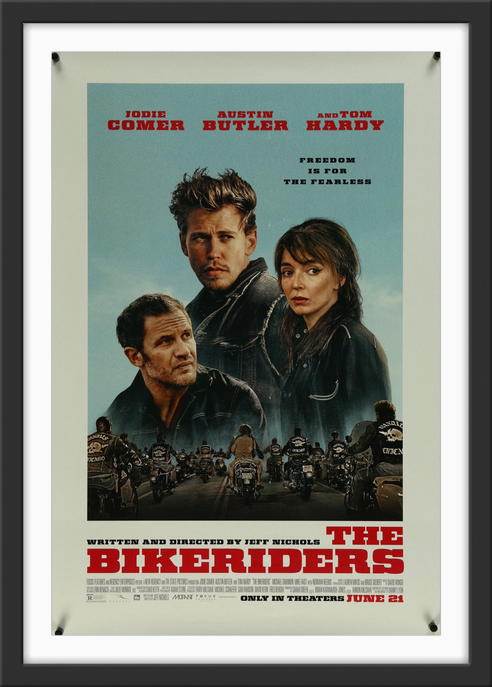 An original movie poster for the film The Bikeriders