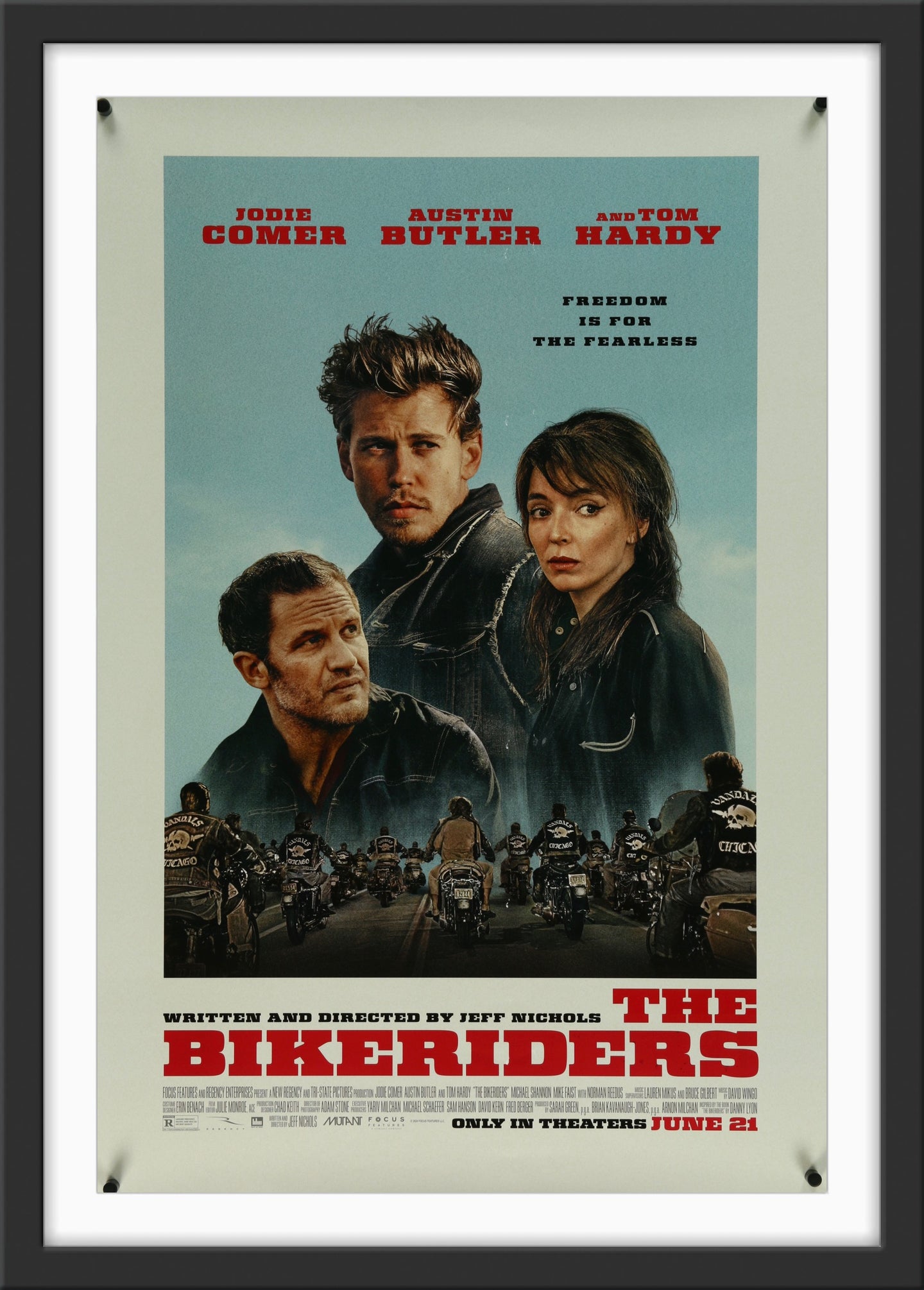 An original movie poster for the film The Bikeriders