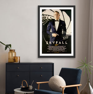 An original movie poster for the James Bond film Skyfall