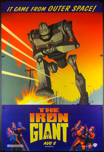 An original movie poster for the animated film The Iron Giant