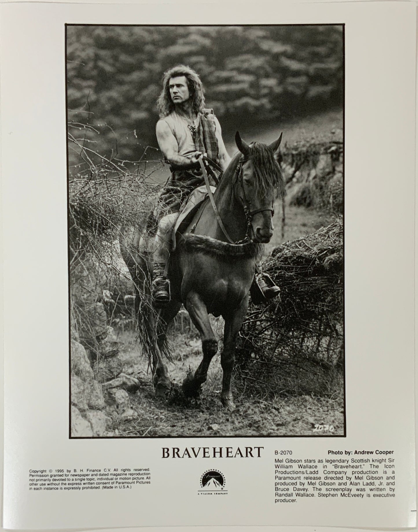 An original 8x10 movie still for the Mel Gibson film Braveheart