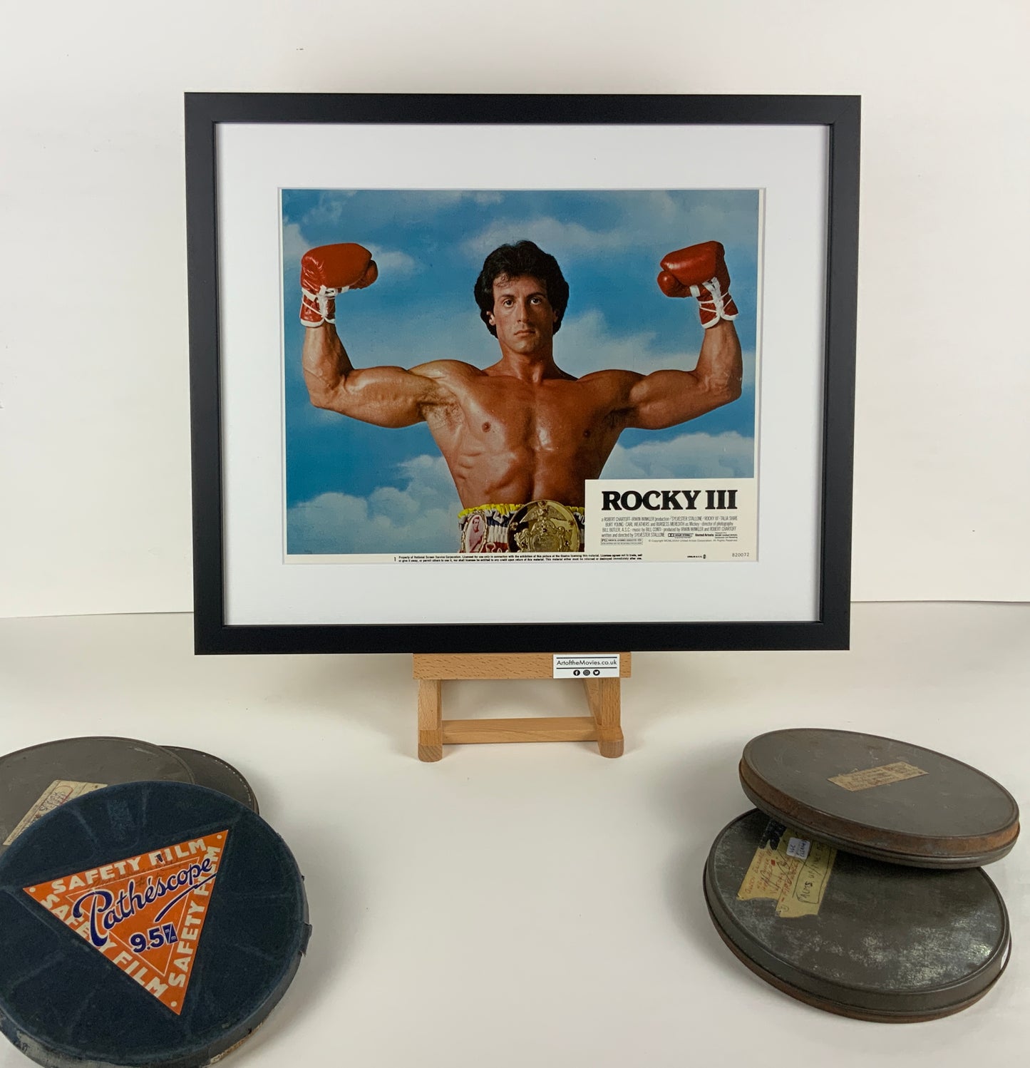 An original lobby card for the Sylvester Stallone film Rocky 3 / III