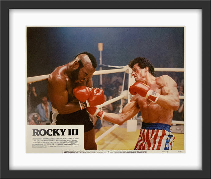 An original 11x14 lobby card for the Sylvester Stallone film Rocky 3 / III