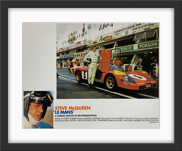 An original 11x14 lobby card for the Steve McQueen film Le Mans